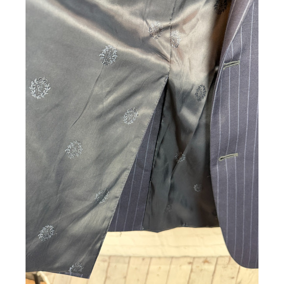 LAUREN RALPH LAUREN blue striped wool blend mens jacket blazer 48L - Picture 12 of 13